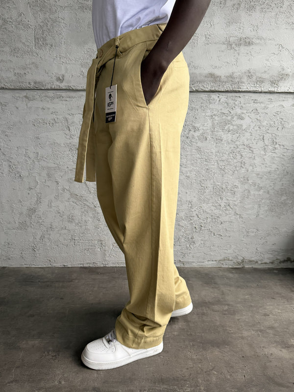 Hardal Gabardin Kumaş Baggy Pantolon