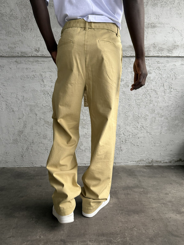 Hardal Gabardin Kumaş Baggy Pantolon