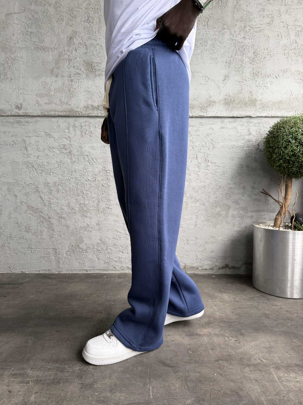 İndigo Dikiş Detaylı Baggy Eşofman