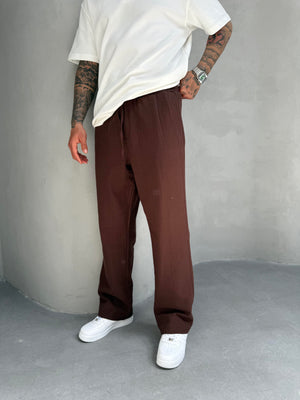 Kahve Keten Baggy Pantolon