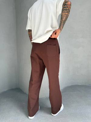 Kahve Keten Baggy Pantolon