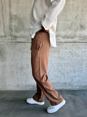 Kahve Keten Baggy Pantolon
