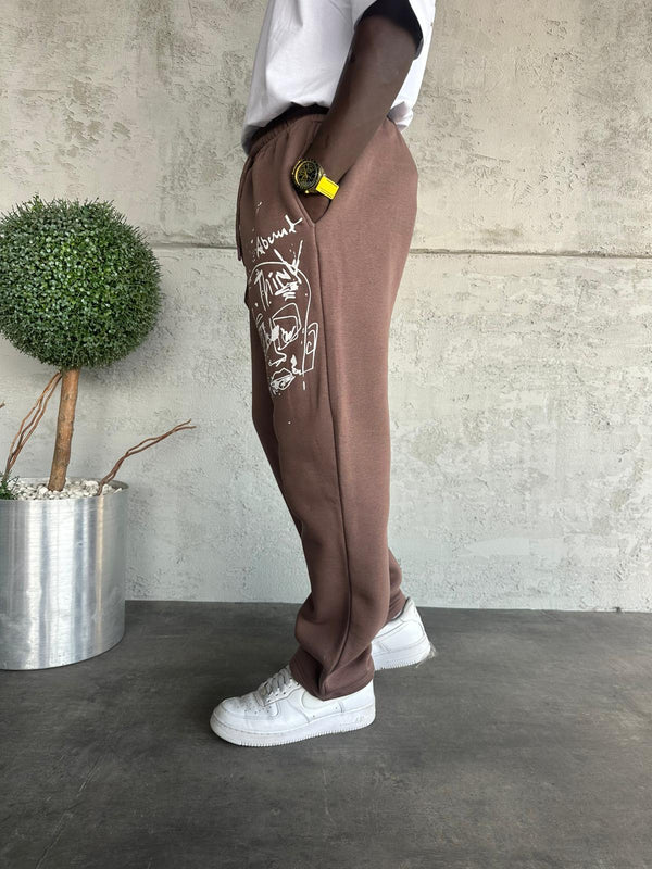 Kahve Kurukafa Baskılı Eşofman