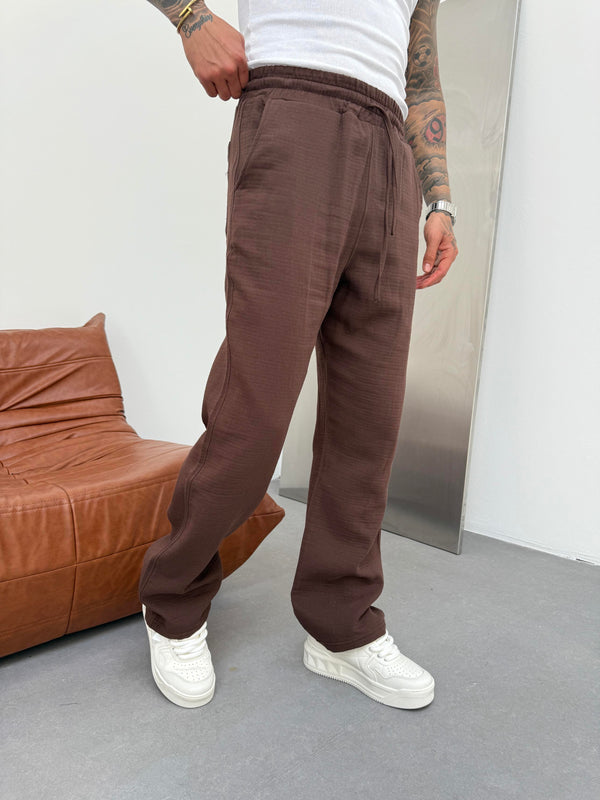 Kahve Müslin Kumaş Baggy Pantolon