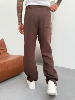 Kahve Müslin Kumaş Baggy Pantolon