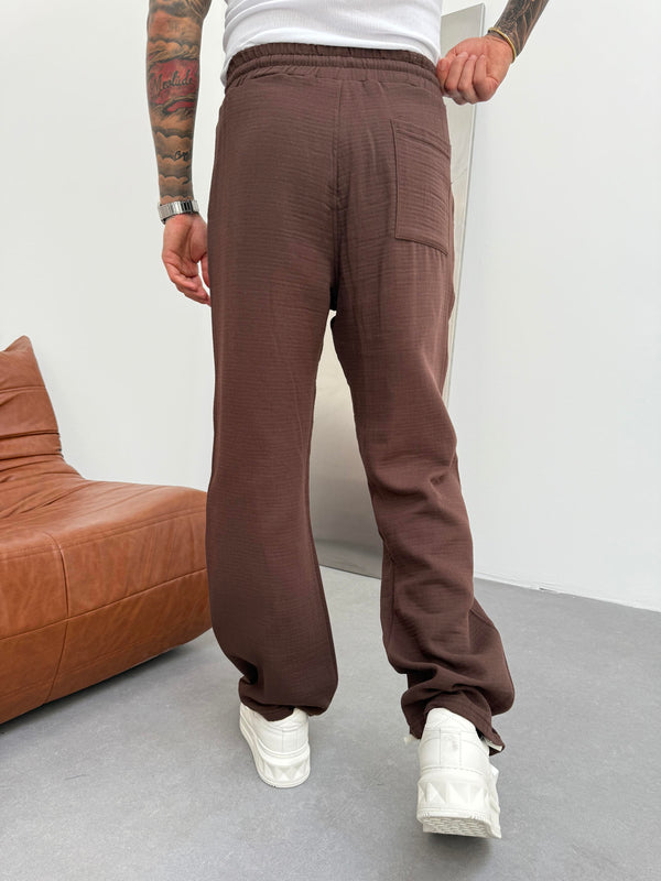 Kahve Müslin Kumaş Baggy Pantolon