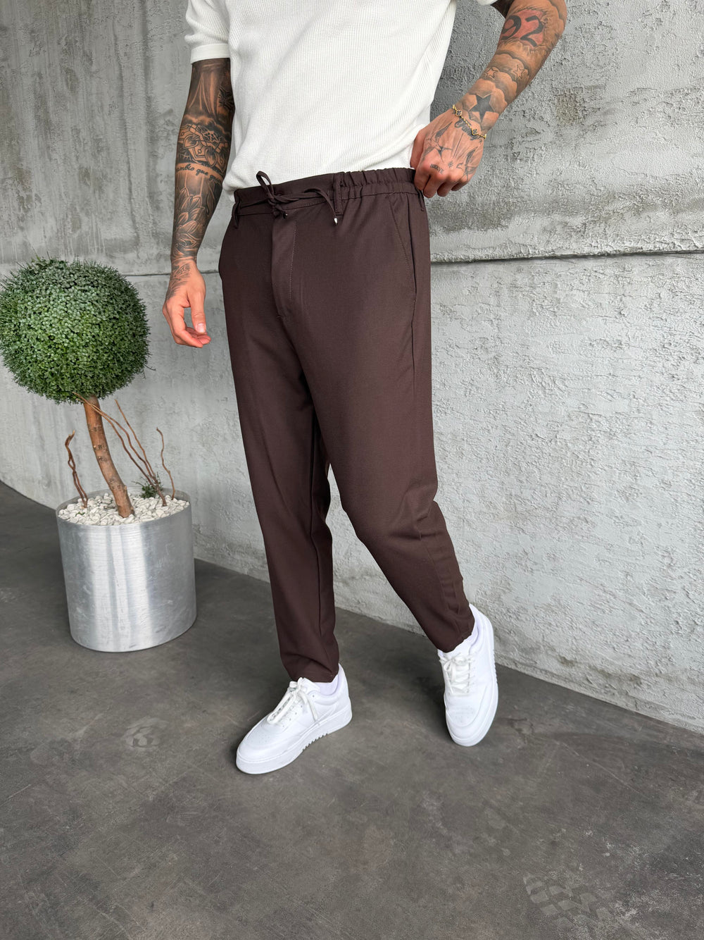 Kahve Regular Fit Kumaş Pantolon