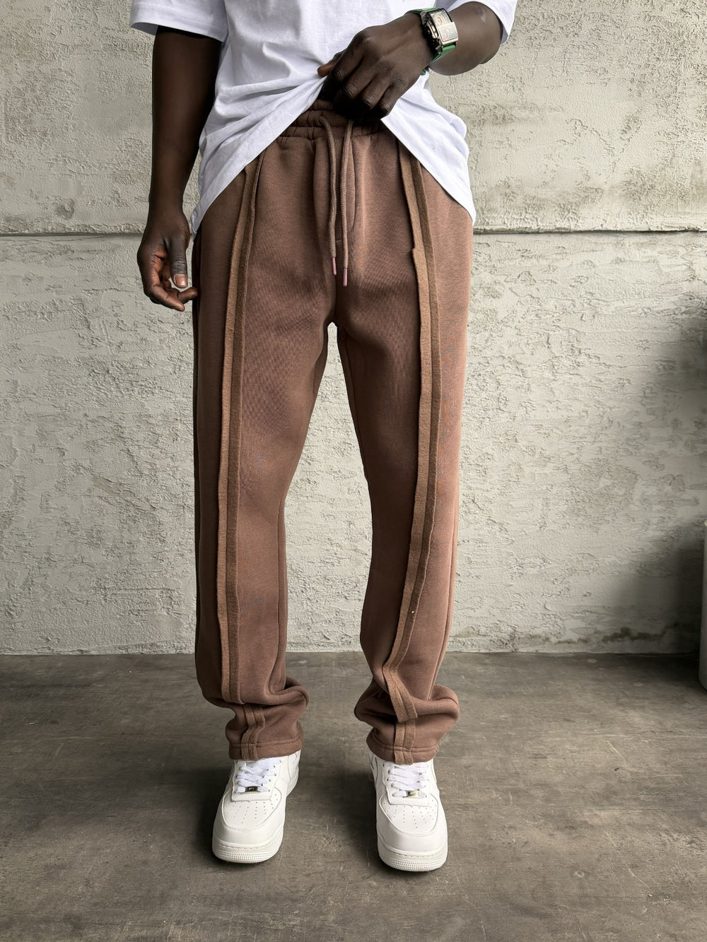 Kahve Şerit Detaylı Baggy Eşofman