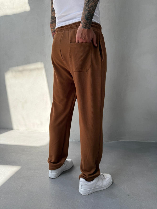 Kahverengi İnce Fitilli Baggy Eşofman