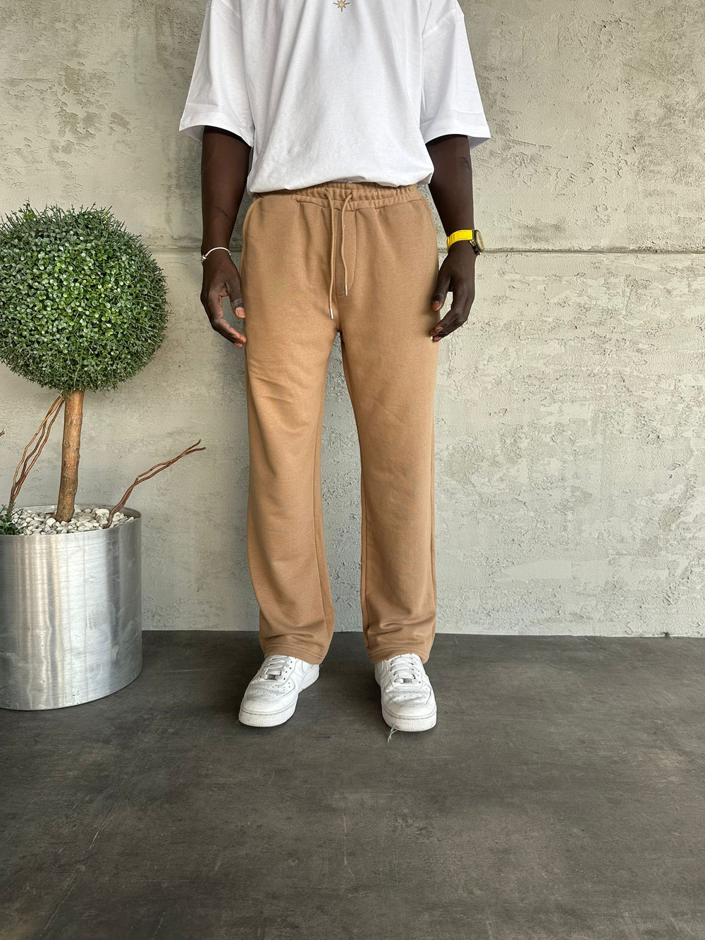 Kahverengi Yazı Detaylı Baggy Eşofman