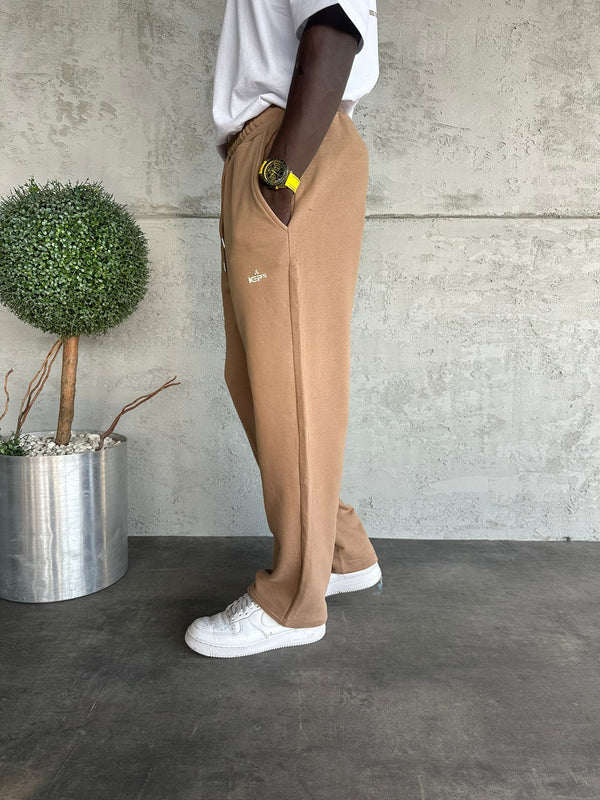 Kahverengi Yazı Detaylı Baggy Eşofman