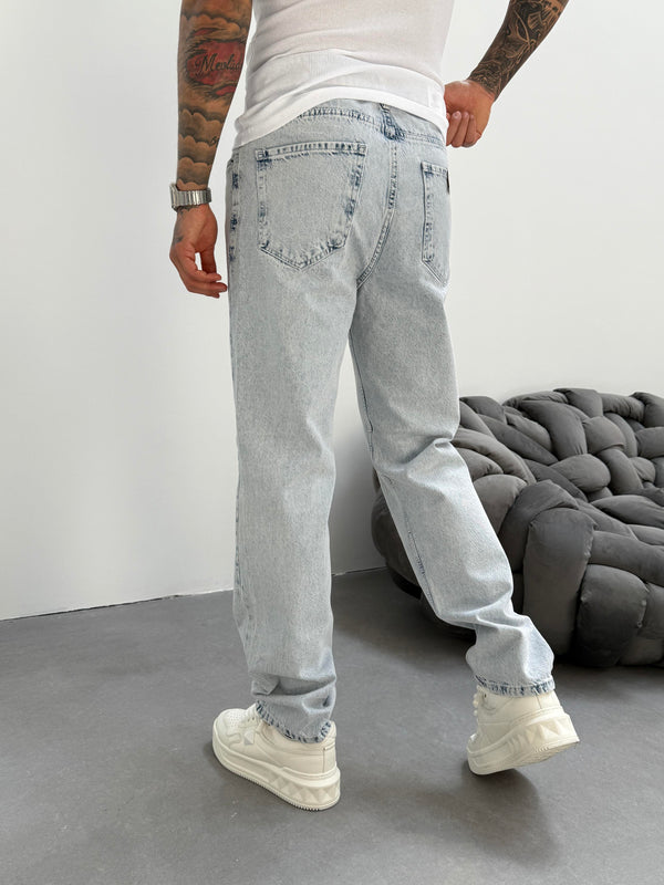 Kar Yıkama Lazer Detaylı Baggy Jean