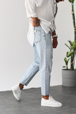 Kar Yıkama Lazer Detaylı Boyfriend Jean