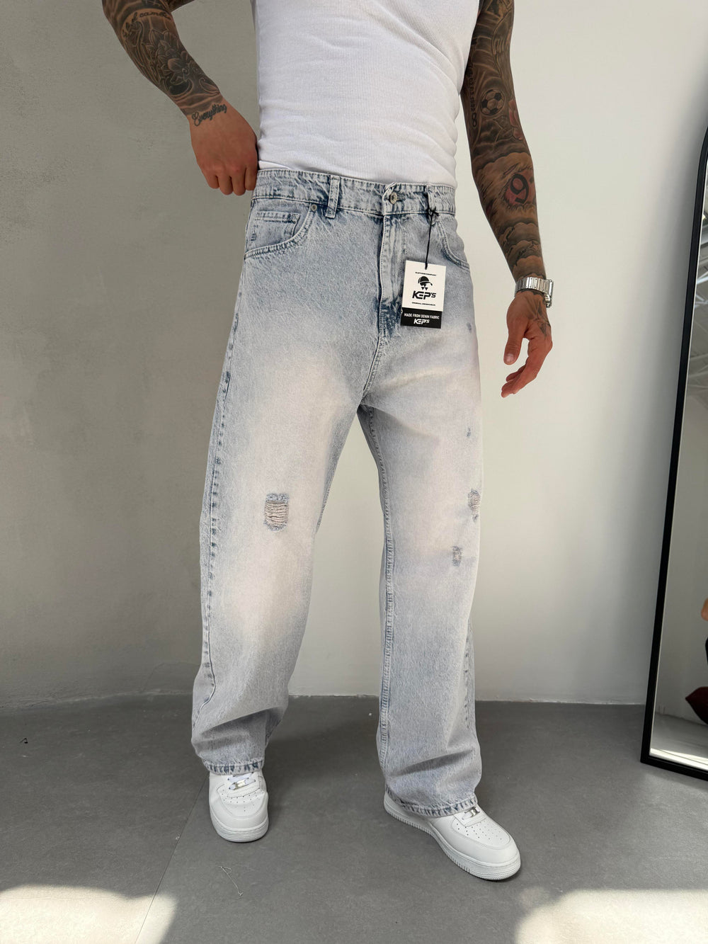 Kar Yıkama Lazerli Relax Baggy Jean