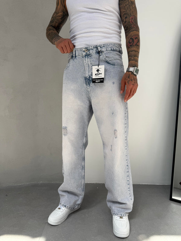 Kar Yıkama Lazerli Relax Baggy Jean