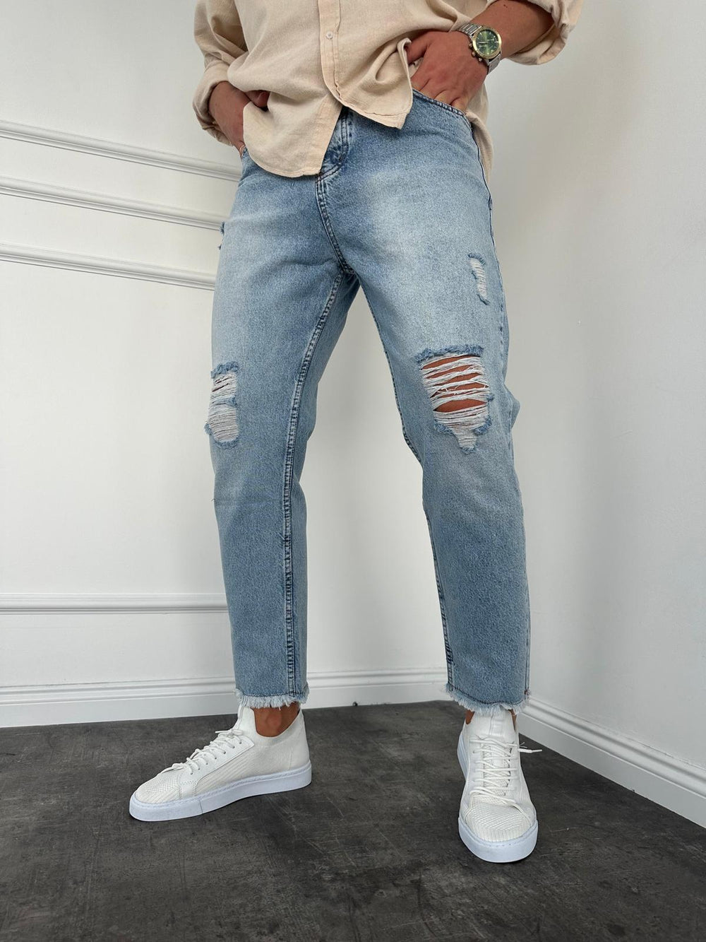 Kar Yıkama Paça Püskül Boyfriend Jean