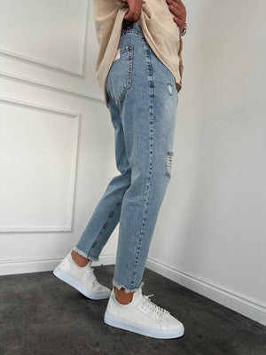 Kar Yıkama Paça Püskül Boyfriend Jean