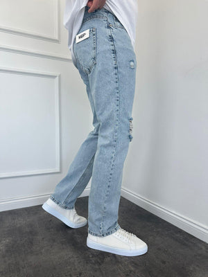 Kar Yıkama Yırtıklı Baggy Jean