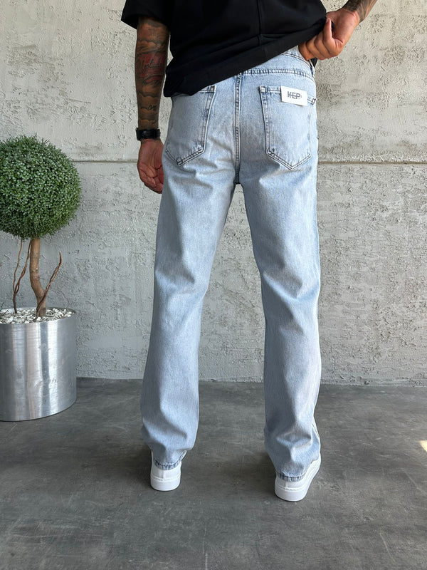 Kar Yıkama Yırtıklı Baggy Jean