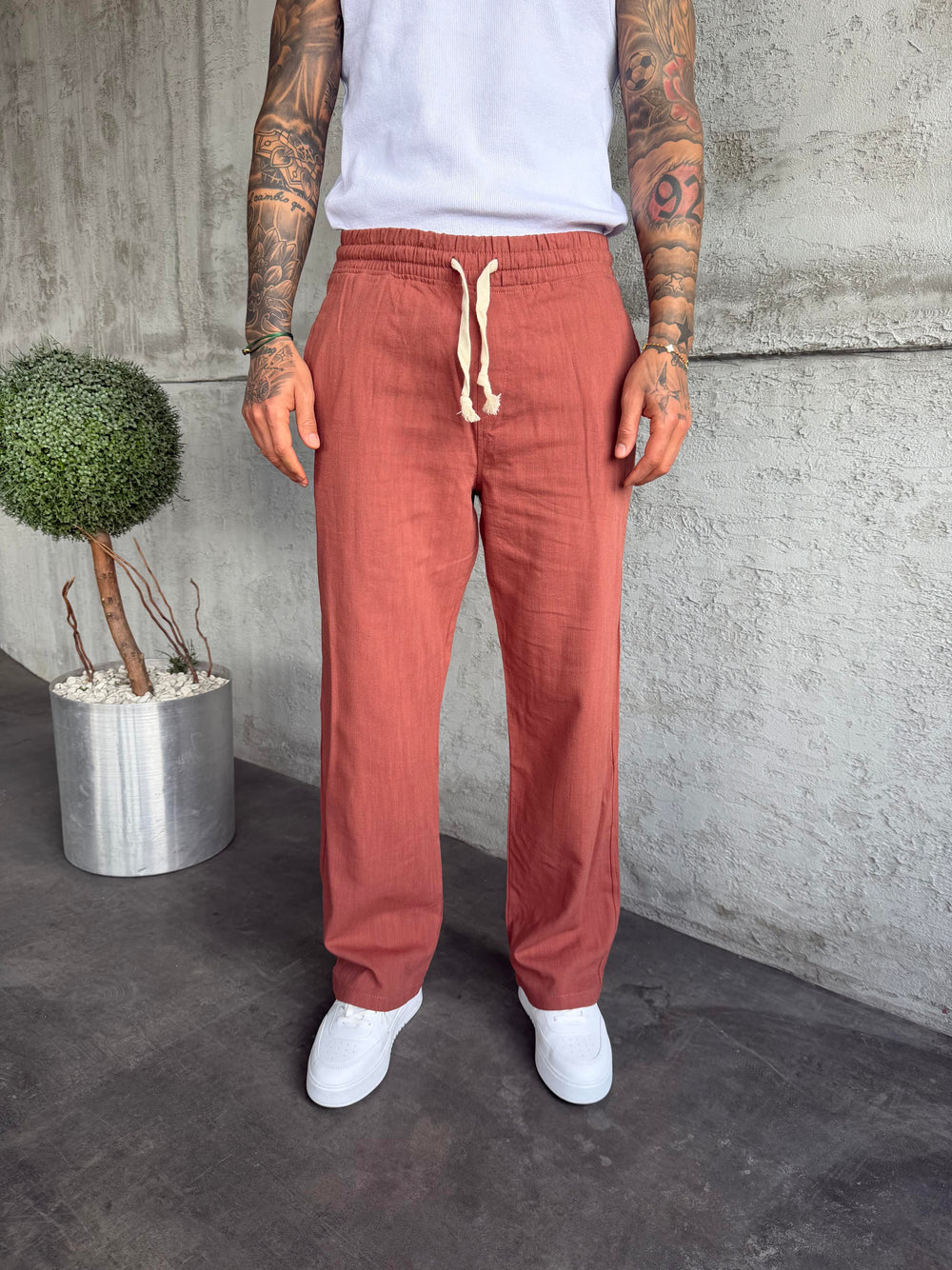 Kiremit Keten Baggy Pantolon