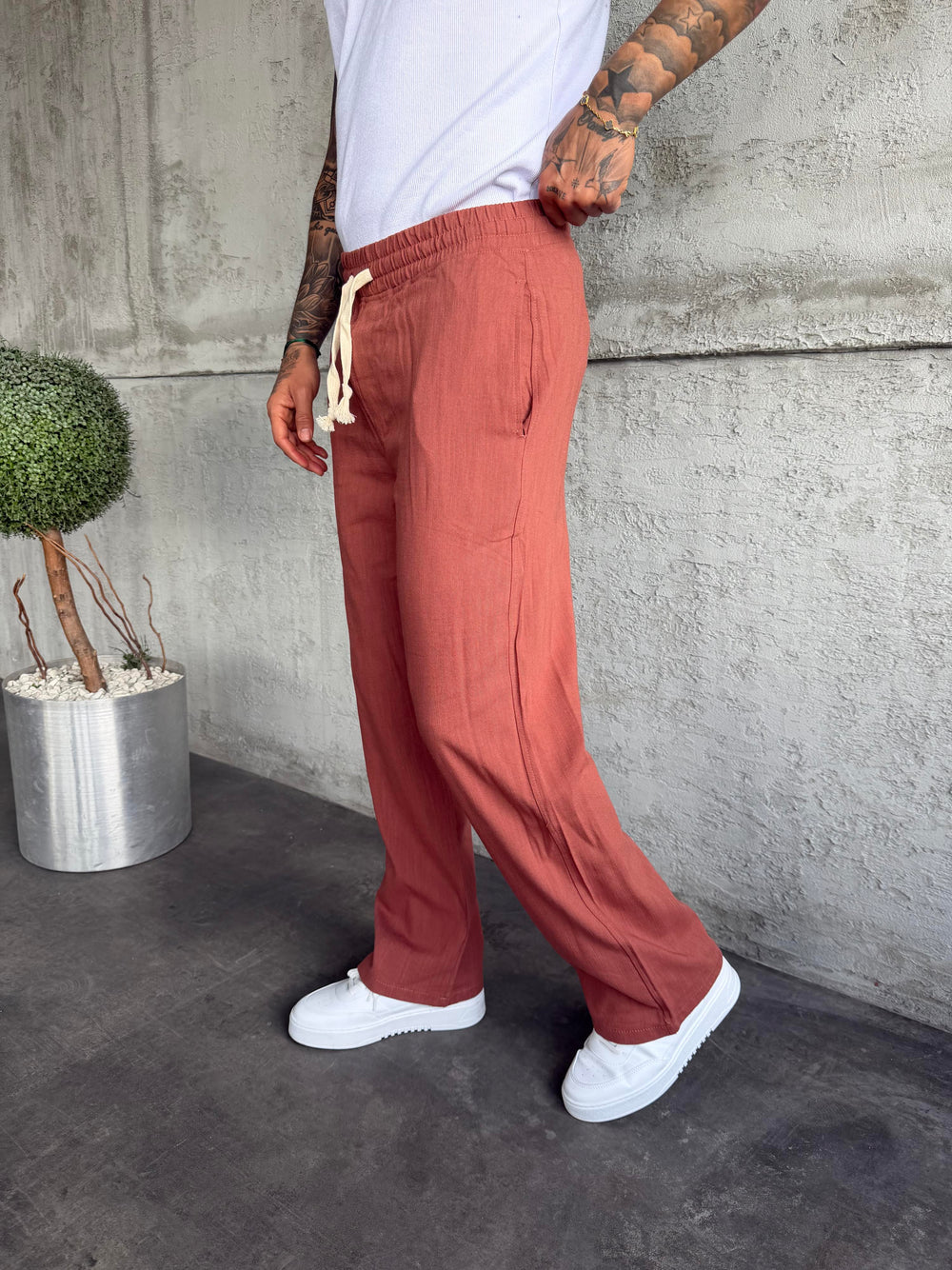 Kiremit Keten Baggy Pantolon