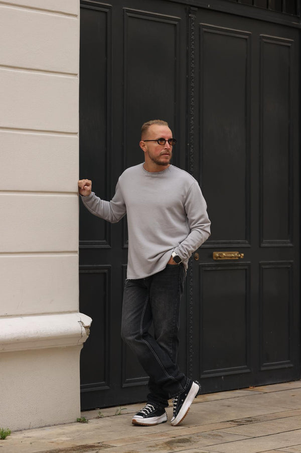 Koyu Gri Yaka Sweatshirt