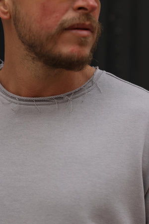 Koyu Gri Yaka Sweatshirt