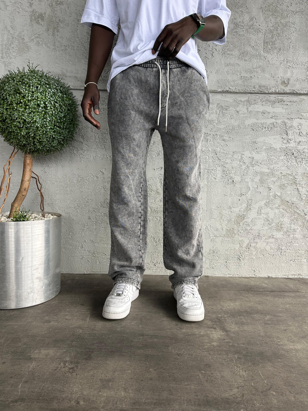 Koyu Gri Yıkamalı Baggy Eşofman