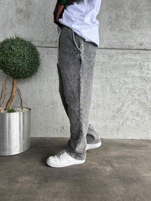 Koyu Gri Yıkamalı Baggy Eşofman