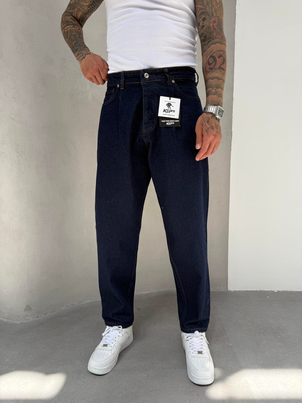 Koyu Lacivert Ballon Fit Boyfriend Jean