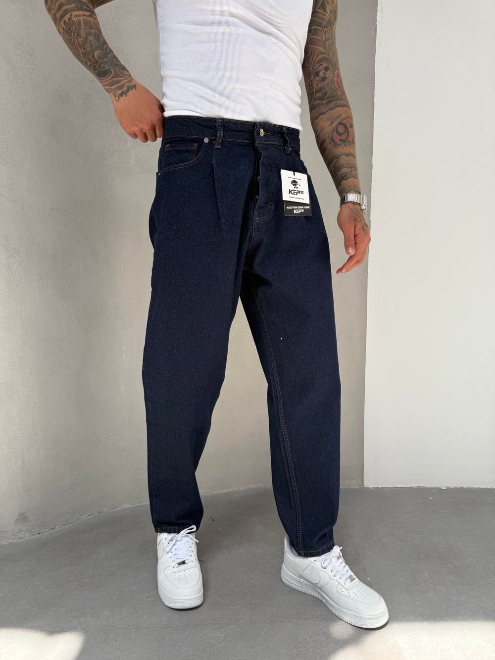 Koyu Lacivert Ballon Fit Boyfriend Jean