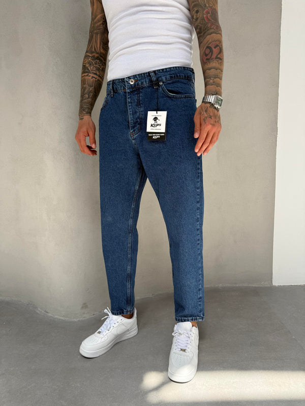 Koyu Lacivert Boyfriend Jean