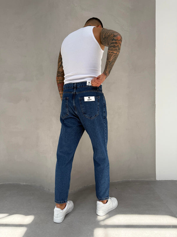 Koyu Lacivert Boyfriend Jean