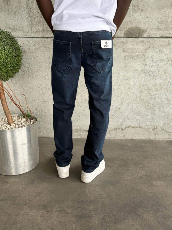 Koyu Lacivert Taşlamalı Likralı Regular Fit Jean