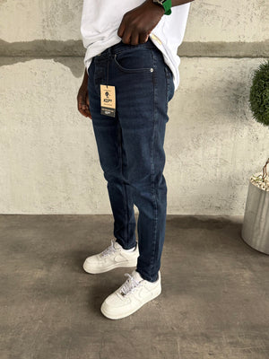 Koyu Lacivert Taşlamalı Slimfit Jean