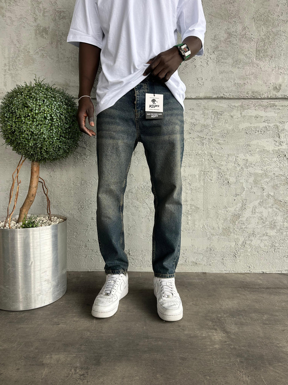 Koyu Lacivert Yıkamalı Boyfriend Jean