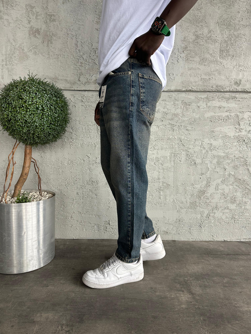 Koyu Lacivert Yıkamalı Boyfriend Jean