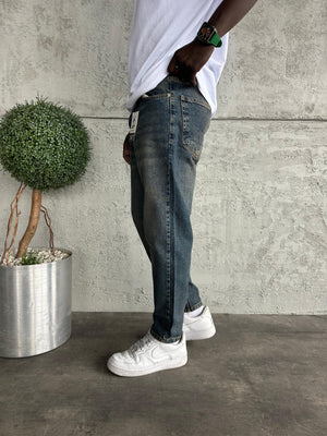 Koyu Lacivert Yıkamalı Boyfriend Jean