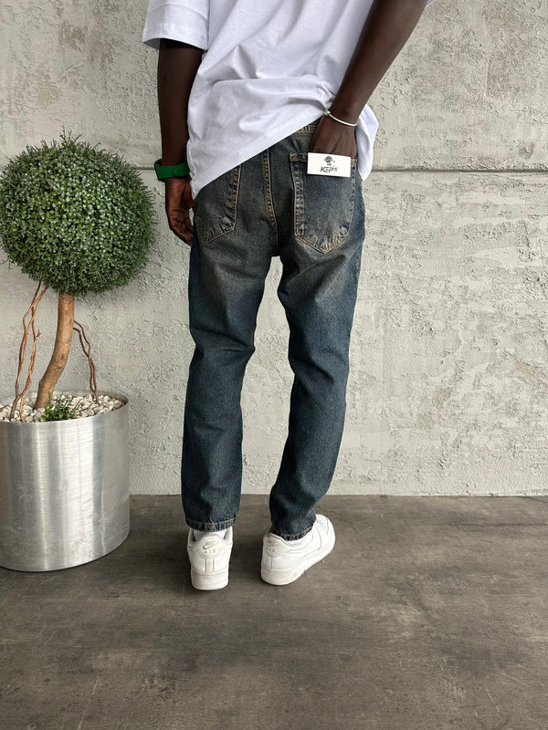 Koyu Lacivert Yıkamalı Boyfriend Jean