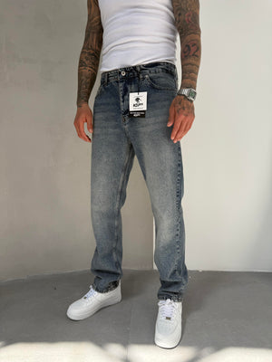 Koyu Mavi Yıkamalı Baggy Jean