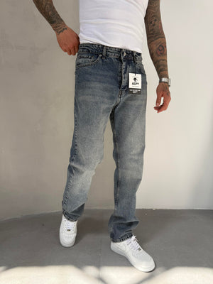 Koyu Mavi Yıkamalı Baggy Jean