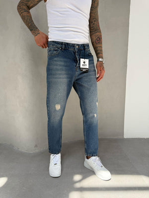 Koyu Yıkamalı Lazerli Boyfriend Jean