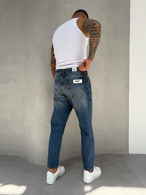 Koyu Yıkamalı Lazerli Boyfriend Jean
