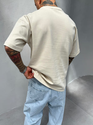 Krem Doubleface Kumaş T-Shirt