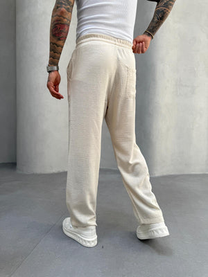 Krem Jakarlı Baggy Pantolon