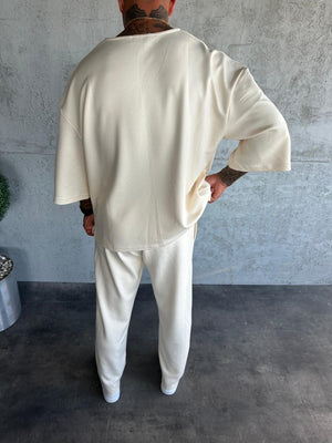 Krem Oysho Kumaş Baggy Pantolon