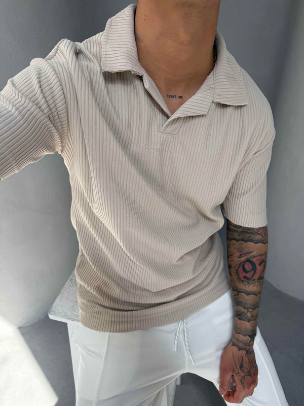 Krem Polo Yaka T-Shirt