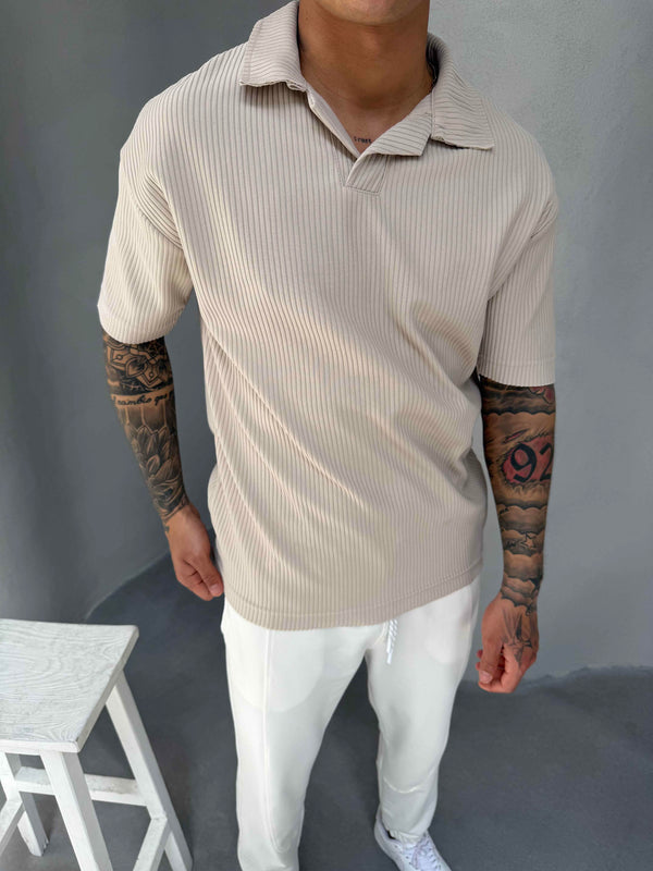 Krem Polo Yaka T-Shirt