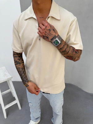 Krem Polo Yaka T-Shirt