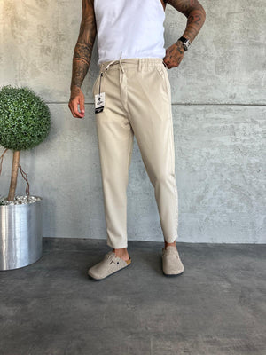 Krem Regular Fit Kumaş Pantolon